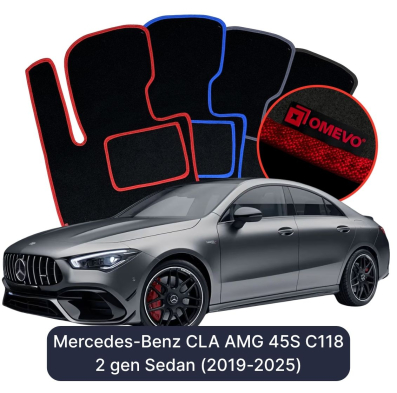 Velúrové autokoberce OMEVO pre Mercedes-Benz CLA AMG 45S C118 2 gen Sedan (2019-2025)