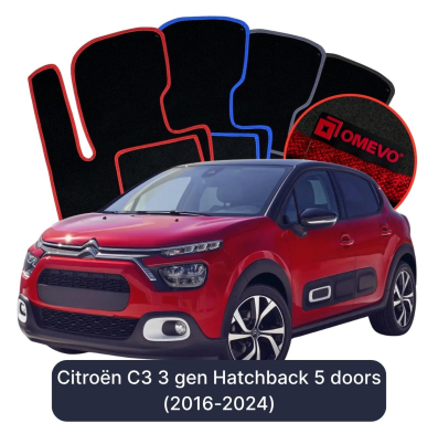 Velúrové autokoberce OMEVO pre Citroën C3 3 gen Hatchback 5 dverí (2016-2024)