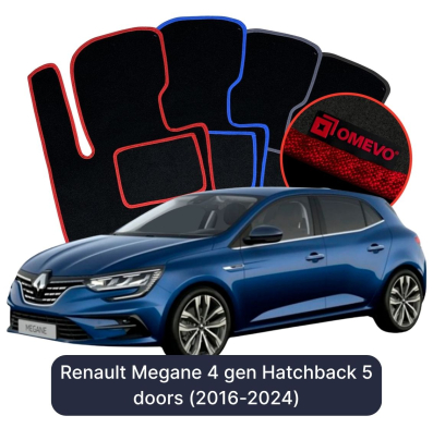 Velúrové autokoberce OMEVO pre Renault Megane 4 gen Hatchback 5 dverí (2016-2024)