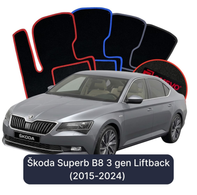 Velúrové autokoberce OMEVO pre Škoda Superb B8 3 gen Liftback (2015-2024)