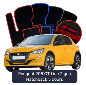 Velúrové autokoberce OMEVO pre Peugeot 208 GT Line 2 gen Hatchback 5 dverí (2019-2025)