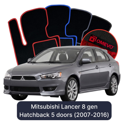 Velúrové autokoberce OMEVO pre Mitsubishi Lancer 8 gen Hatchback 5 dverí (2007-2016)