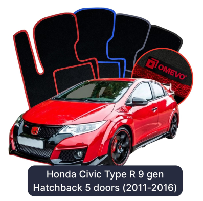 Velúrové autokoberce OMEVO pre Honda Civic Type R 9 gen Hatchback 5 dverí (2011-2016)