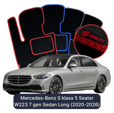 Velúrové autokoberce OMEVO pre Mercedes-Benz S klasa 5-miestny W223 7 gen Sedan Dlhé (2020-2023)