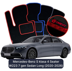 Velúrové autokoberce OMEVO pre Mercedes-Benz S klasa 4 miesta W223 7 gen Sedan Dlhé (2020-2023)