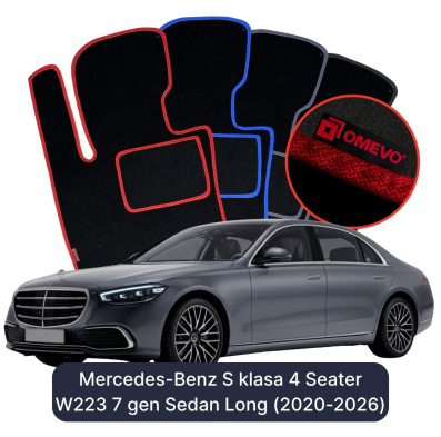 Velúrové autokoberce OMEVO pre Mercedes-Benz S klasa 4 miesta W223 7 gen Sedan Dlhé (2020-2023)