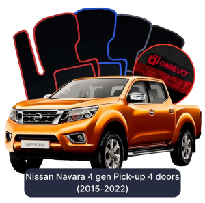 Velúrové autokoberce OMEVO pre Nissan Navara 4 gen Pick-up 4 dvere (2015-2022)