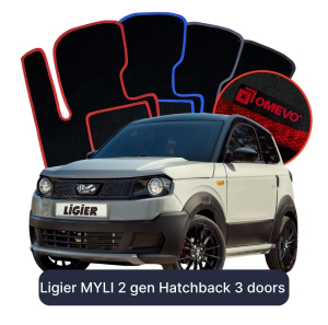 Velúrové autokoberce OMEVO pre Ligier MYLI 2 gen Hatchback 3 dvere (2024-2026)