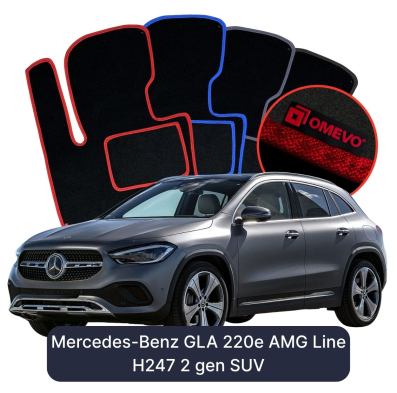 Velúrové autokoberce OMEVO pre Mercedes-Benz GLA 220e AMG Line H247 2 gen SUV (2020-2026)