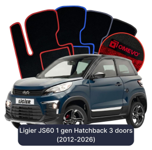 Velúrové autokoberce OMEVO pre Ligier JS60 1 gen Hatchback 3 dvere (2012-2026)