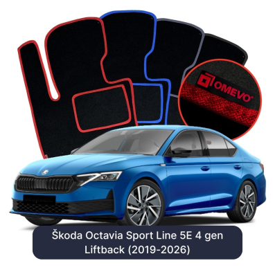 Velúrové autokoberce OMEVO pre Škoda Octavia Sport Line 5E 4 gen Liftback (2019-2026)