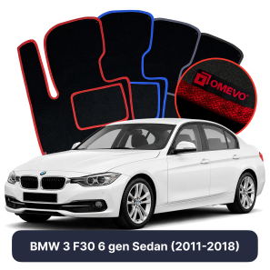 Velúrové autokoberce OMEVO pre BMW 3 F30 6 gen Sedan (2011-2018)
