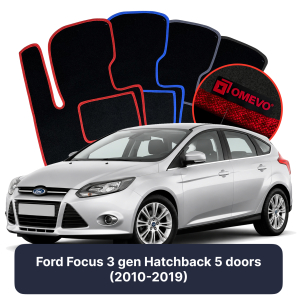 Velúrové autokoberce OMEVO pre Ford Focus 3 gen Hatchback 5 dverí (2010-2019)