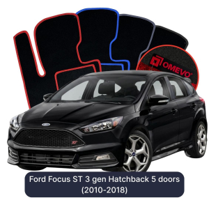 Velúrové autokoberce OMEVO pre Ford Focus ST 3 gen Hatchback 5 dverí (2010-2018)