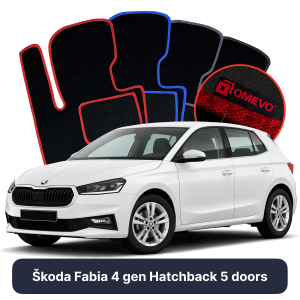 Velúrové autokoberce OMEVO pre Škoda Fabia 4 gen Hatchback 5 dverí (2021-2025)