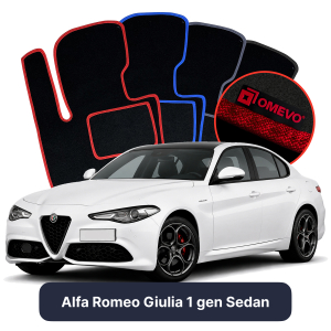 Velúrové autokoberce OMEVO pre Alfa Romeo Giulia 1 gen Sedan (2016-2026)