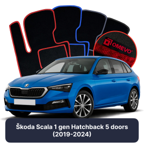 Velúrové autokoberce OMEVO pre Škoda Scala 1 gen Hatchback 5 dverí (2019-2024)