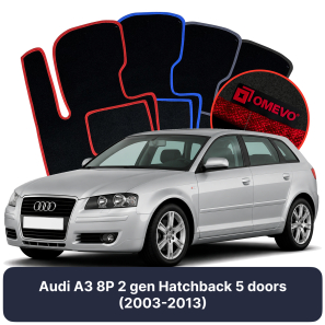 Velúrové autokoberce OMEVO pre Audi A3 8P 2 gen Hatchback 5 dverí (2003-2013)
