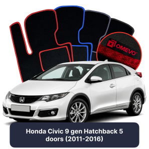 Velúrové autokoberce OMEVO pre Honda Civic 9 gen Hatchback 5 dverí (2011-2016)