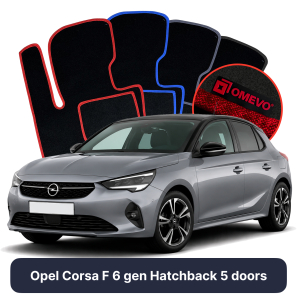 Velúrové autokoberce OMEVO pre Opel Corsa F 6 gen Hatchback 5 dverí (2019-2024)