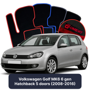 Velúrové autokoberce OMEVO pre Volkswagen Golf MK6 6 gen Hatchback 5 dverí (2008-2016)