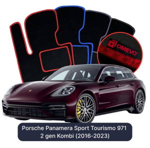 Velúrové autokoberce OMEVO pre Porsche Panamera Sport Tourismo 971 2 gen Kombi (2016-2023)