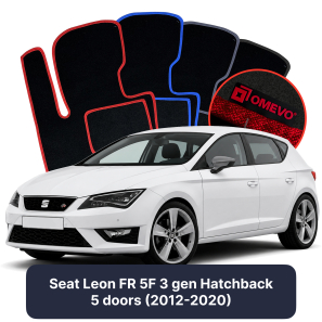 Velúrové autokoberce OMEVO pre Seat Leon FR 5F 3 gen Hatchback 5 dverí (2012-2020)