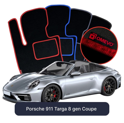 Velúrové autokoberce OMEVO pre Porsche 911 Targa 8 gen Kupé (2019-2025)