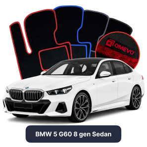 Velúrové autokoberce OMEVO pre BMW 5 G60 8 gen Sedan (2023-2025)