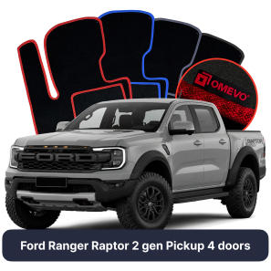 Velúrové autokoberce OMEVO pre Ford Ranger Raptor 2 gen Pick-up 4 dvere (2022-2025)