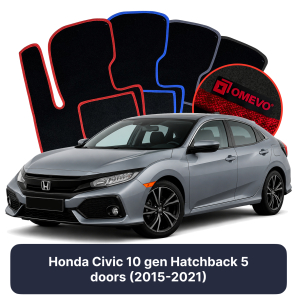 Velúrové autokoberce OMEVO pre Honda Civic 10 gen Hatchback 5 dverí (2015-2021)