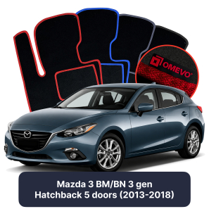 Velúrové autokoberce OMEVO pre Mazda 3 BM/BN 3 gen Hatchback 5 dverí (2013-2018)