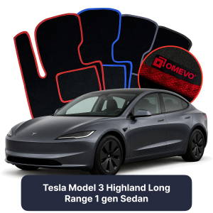 Velúrové autokoberce OMEVO pre Tesla Model 3 Highland Long Range 1 gen Sedan (2022-2025)