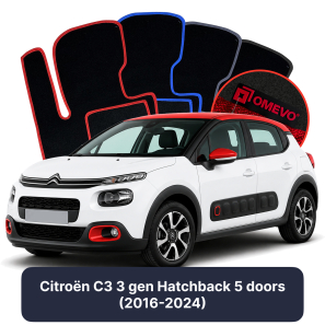 Velúrové autokoberce OMEVO pre Citroën C3 3 gen Hatchback 5 dverí (2016-2024)