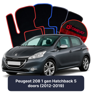 Velúrové autokoberce OMEVO pre Peugeot 208 1 gen Hatchback 5 dverí (2012-2019)