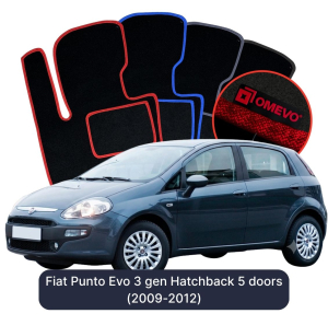 Velúrové autokoberce OMEVO pre Fiat Punto Evo 3 gen Hatchback 5 dverí (2009-2012)
