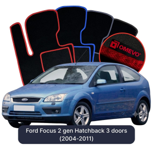 Velúrové autokoberce OMEVO pre Ford Focus 2 gen Hatchback 3 dvere (2004-2011)