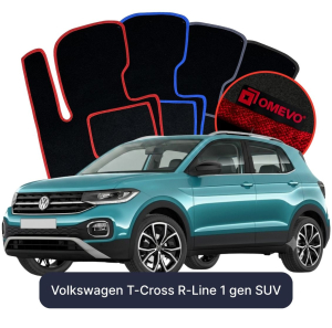 Velúrové autokoberce OMEVO pre Volkswagen T-Cross R-Line 1 gen SUV (2018-2025)