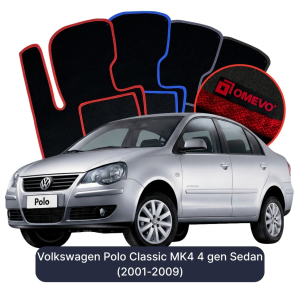 Velúrové autokoberce OMEVO pre Volkswagen Polo Classic MK4 4 gen Sedan (2001-2009)