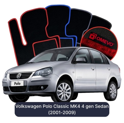 Velúrové autokoberce OMEVO pre Volkswagen Polo Classic MK4 4 gen Sedan (2001-2009)