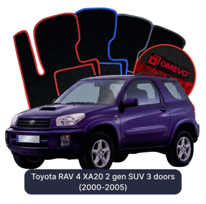 Velúrové autokoberce OMEVO pre Toyota RAV 4 XA20 2 gen SUV 3 dvere (2000-2005)