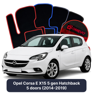 Velúrové autokoberce OMEVO pre Opel Corsa E X15 5 gen Hatchback 5 dverí (2014-2019)