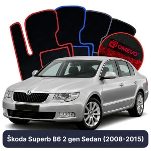 Velúrové autokoberce OMEVO pre Škoda Superb B6 2 gen Sedan (2008-2015)