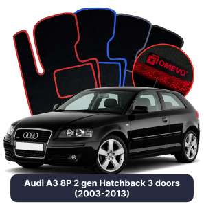 Velúrové autokoberce OMEVO pre Audi A3 8P 2 gen Hatchback 3 dvere (2003-2013)