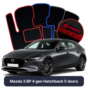 Velúrové autokoberce OMEVO pre Mazda 3 BP 4 gen Hatchback 5 dverí (2019-2025)