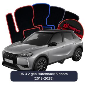 Velúrové autokoberce OMEVO pre DS 3 2 gen Hatchback 5 dverí (2018-2025)