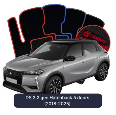 Velúrové autokoberce OMEVO pre DS 3 2 gen Hatchback 5 dverí (2018-2025)