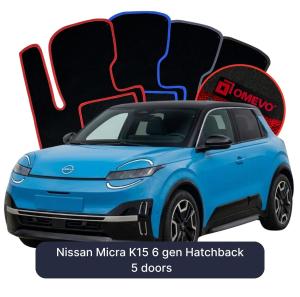 Velúrové autokoberce OMEVO pre Nissan Micra K15 6 gen Hatchback 5 dverí (2025-2026)