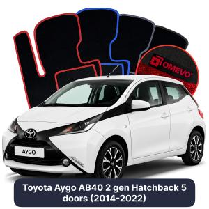 Velúrové autokoberce OMEVO pre Toyota Aygo AB40 2 gen Hatchback 5 dverí (2014-2022)