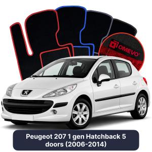 Velúrové autokoberce OMEVO pre Peugeot 207 1 gen Hatchback 5 dverí (2006-2014)